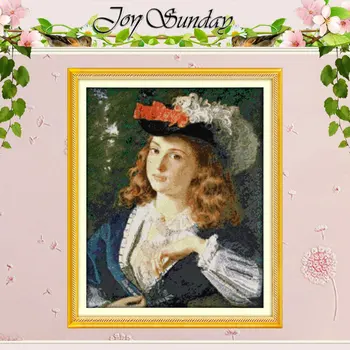 

Oil Painting Girl (3) Counted Cross Stitch DIY 11CT 14CT Cross Stitch Sets Wholesale Cross-Stitch Kits Embroidery Needlework