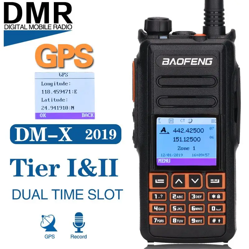 BaoFeng DM X DMR GPS записывающая цифровая рация VHF UHF Dual Dand 136 174 & 400 470MHz Time Slot Ham