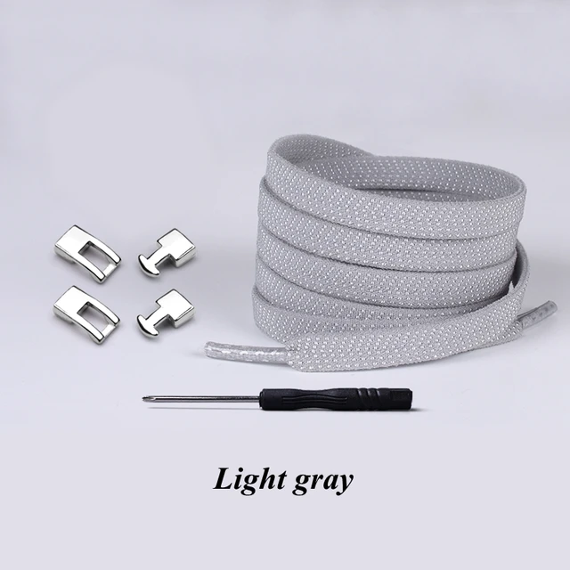 Elastic Cross buckle ShoeLaces New 1 Second Quick No Tie Shoe laces Kids Adult Unisex Sneakers Shoelace Lazy Laces Strings Light gray