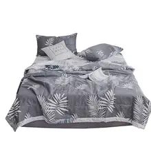 Модное хлопковое серое одеяло с принтом листьев, летнее одеяло для комнаты, товары для дома, текстильное покрывало в клетку, одеяло
