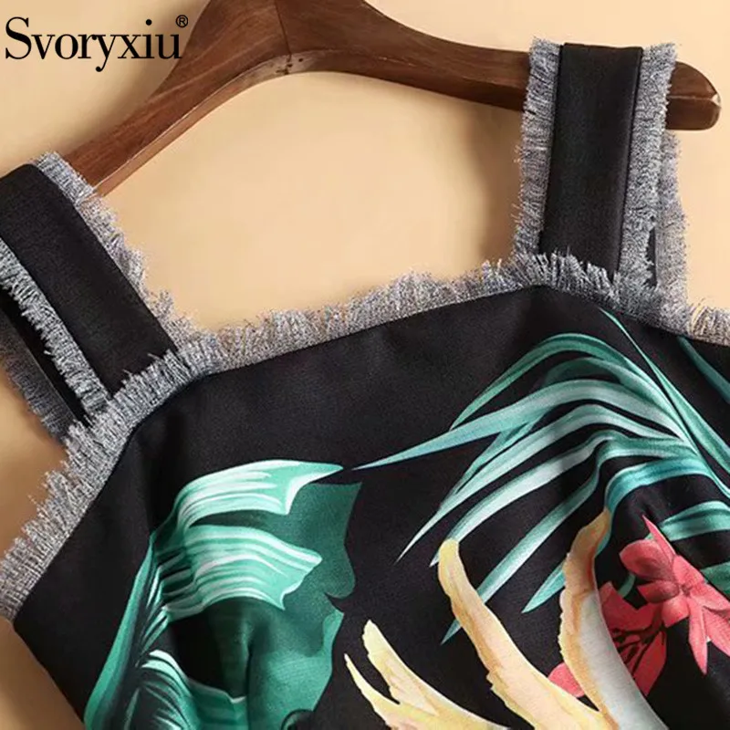 Svoryxiu подиум на заказ летнее платье с принтом попугая на тонких бретелях Женская мода с кисточками сексуальные платья для вечеринок женские Новинка