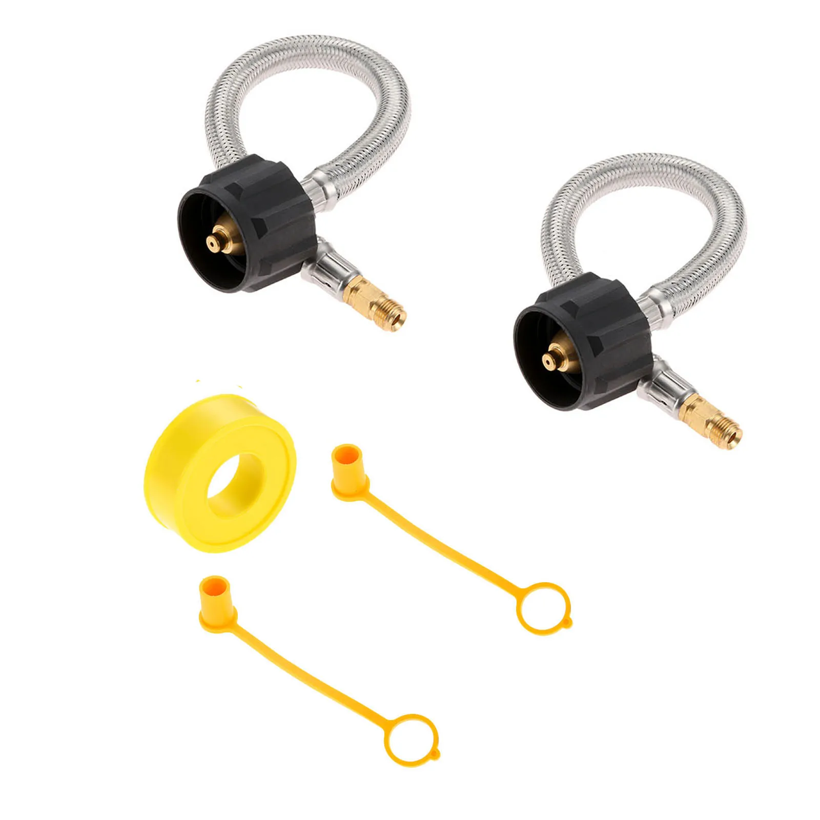 5pcs/set 12in Pigtail Stainless Braided RV Propane Hose Connector 1/4