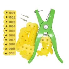 Ушная бирка, маркер для овец, аппликатор 001-100, набор для идентификации коз, бирка для ушей с 2 шт. контактами, плоскогубцы для бирок