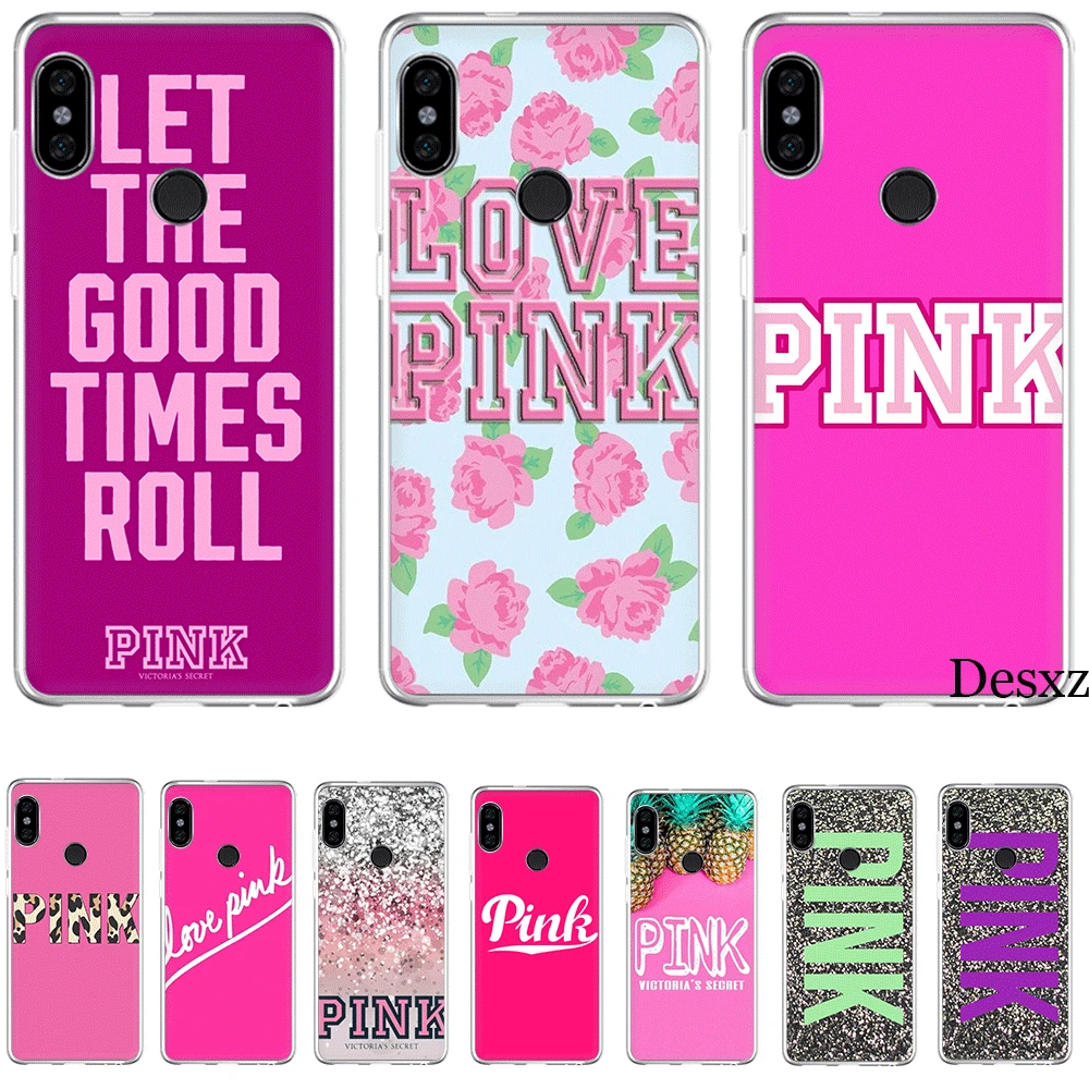 

Mobile Phone Case Tpu For Xiaomi Redmi Note 7 8 Pro 4 Note 4X 5 5A 6 Cover Love Pink Letter Girly Shell