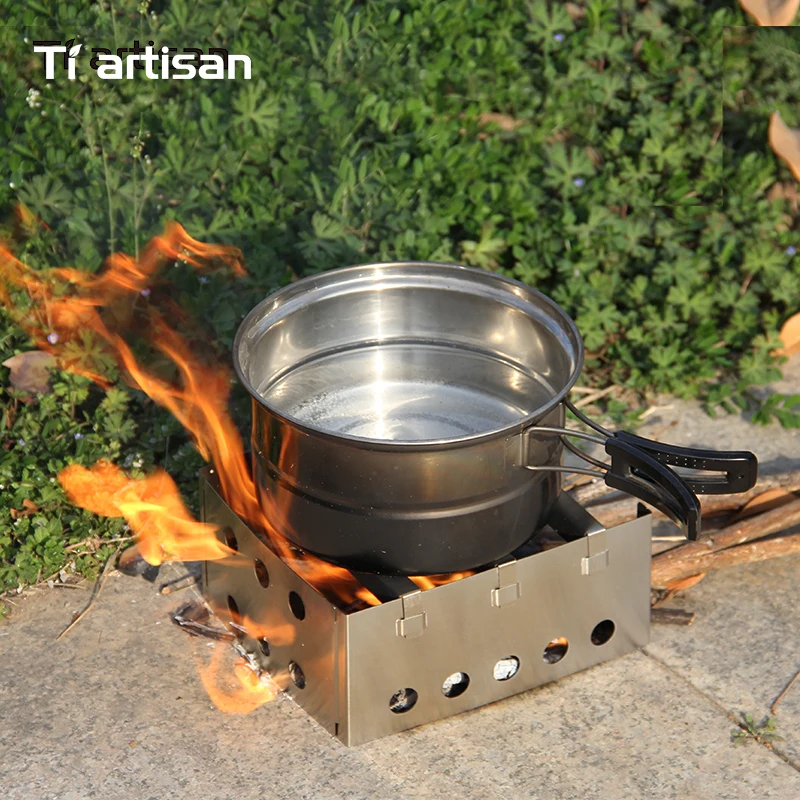 Tiartisan напольная плита компактная Легкая альпинистская дровяная плита портативная напольная кухонная плита для пикника из нержавеющей стали мини-плита