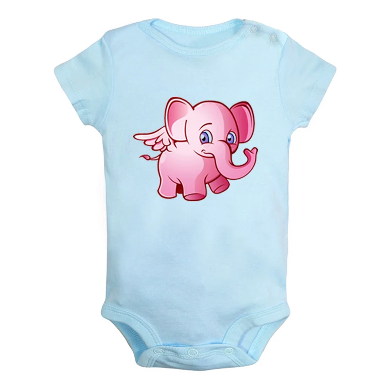 

Cute Cartoon Pink Dumbo Beast Elephant and mouse Design Newborn Baby Boys Girls Outfits Jumpsuit Print Infant Bodysuit Clothes