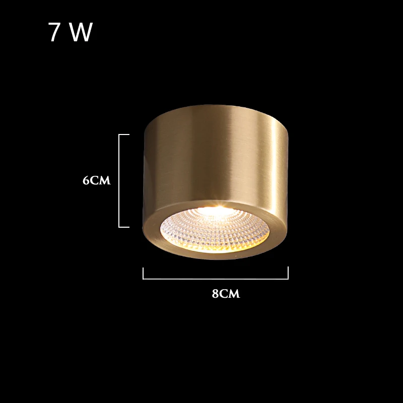 Современные медные потолочные светильники круглые светодиодные потолочные светильники для помещений, гостиной, спальни, отеля, лофт потолочный светильник для кухни - Цвет корпуса: 8cmx6cm 7w