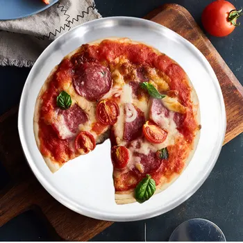 

30cm For Oven Pan Home Pizza Tray Kitchen Non Stick Baking Tool Stainless Steel Round Easy Clean Food Serving Bakeware Plate