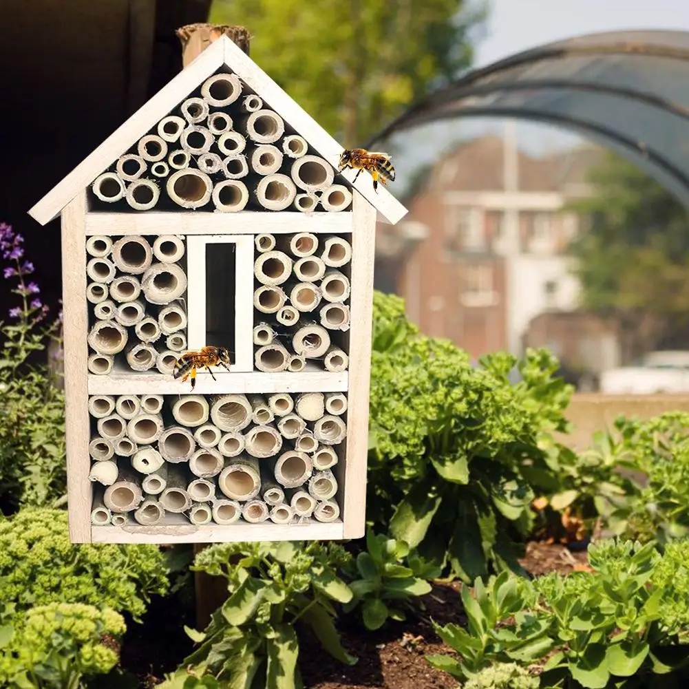 Пчелиный дом бамбуковый пчелиный улей для одиночных пчел украшение для дома, сада