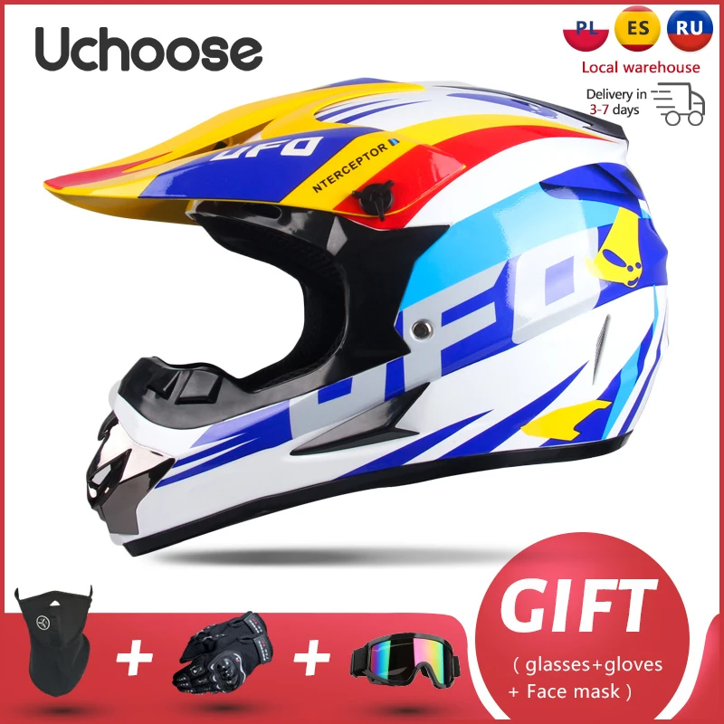 Motorcycle Helmet Professional Off-road Motor Downhill Racing Motocross Casque Moto 3 Free Gift Suitable Kid | Автомобили и