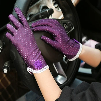 

Women's Fashion Cotton Summer Gloves Lace Patchwork Gloves Anti-skid Sun Protection Driving Short Thin Gloves Dot Women Gloves