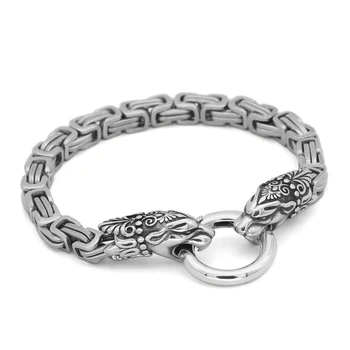 

Norse viking odin wolf Scandinavian king chain amulet bracelet for men stainless steel 17-25cm