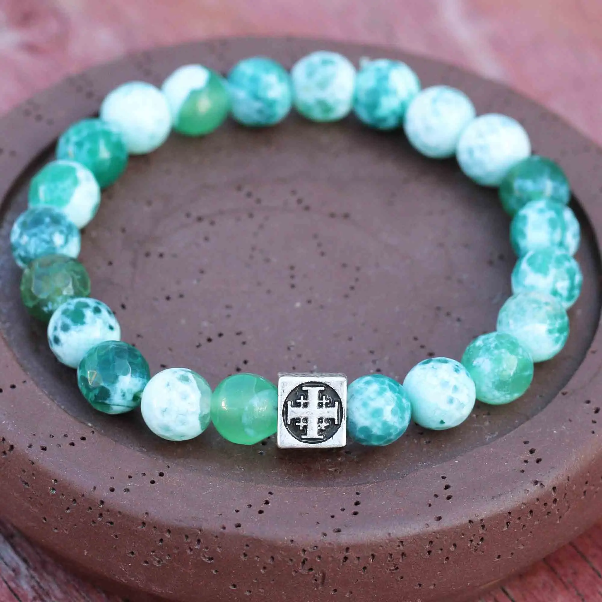 

Jerusalem Stone Bracelet Holy Cross Orthodox Collection Mens Woman Gifts