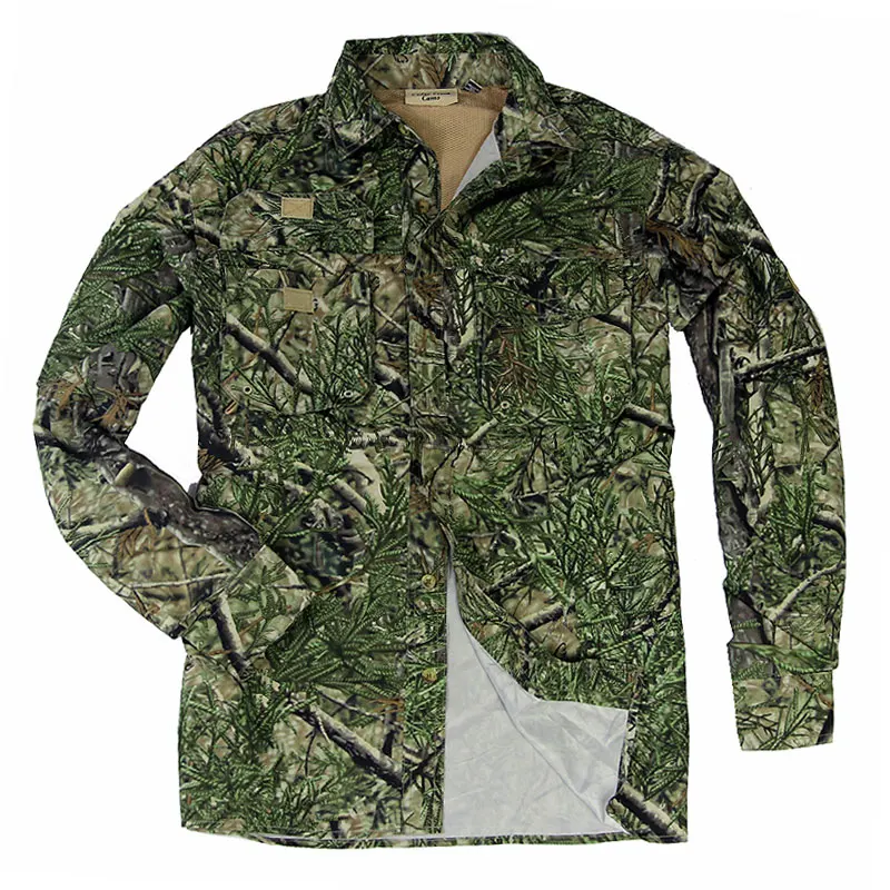 

Summer Hunting Bionic Camouflage T-shirt Plus Fat Loose Breathable Shirt Birding Fishing Jungle Camo Clothes
