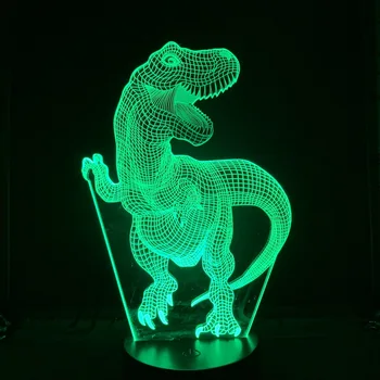 

3D Lamp Battery Powered Unique Jurassic Park Awesome 7 Colors with Remote Decoration Bedside 3D Illusion LED Night Light Lamp