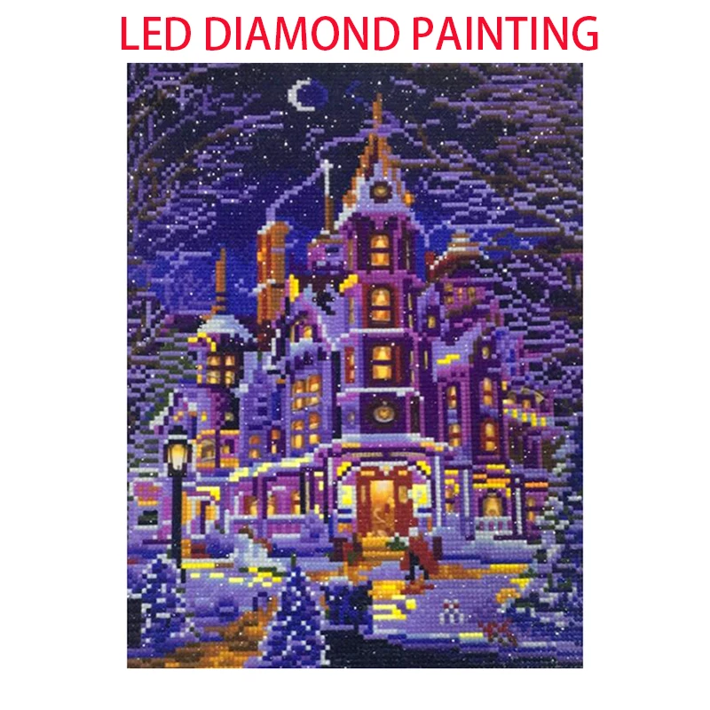 

Diamond Embroidery DIY LED Diamond Painting Landscape Diamond Mosaic Fantasy Castle With Frame Christmas gift