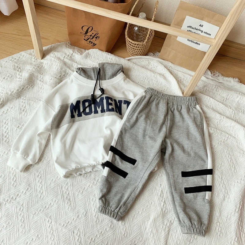 

2 3 4 5 6 7 Years Boys Clothing Sets Casual Long Sleeve Letter Printing Hooded Sweatshirt Sweatpants Kids Tracksuit Sport Suit