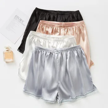 

Women Summer Shorts Ice Silk Lace Shorts Anti-light Insurance Bottoming Shorts Girls Solid Color Casual Shorts Female