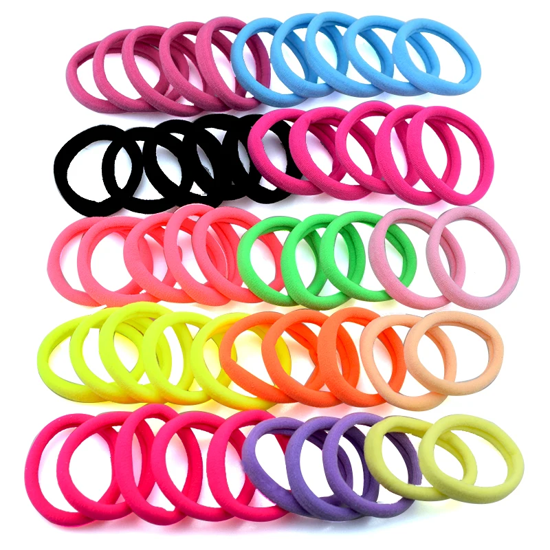 

50PCS/Lot 4cm Rubber Nylon Elastic Hair Bands for Women Girls Accessories Ponytail Holder High Quality Fashion Scrunchies Gifts