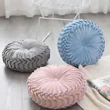 

50%HOTPumpkin Pillow Comfortable Multifunctional Stuffed Fold Pattern Round Wheel Pillow for Kids