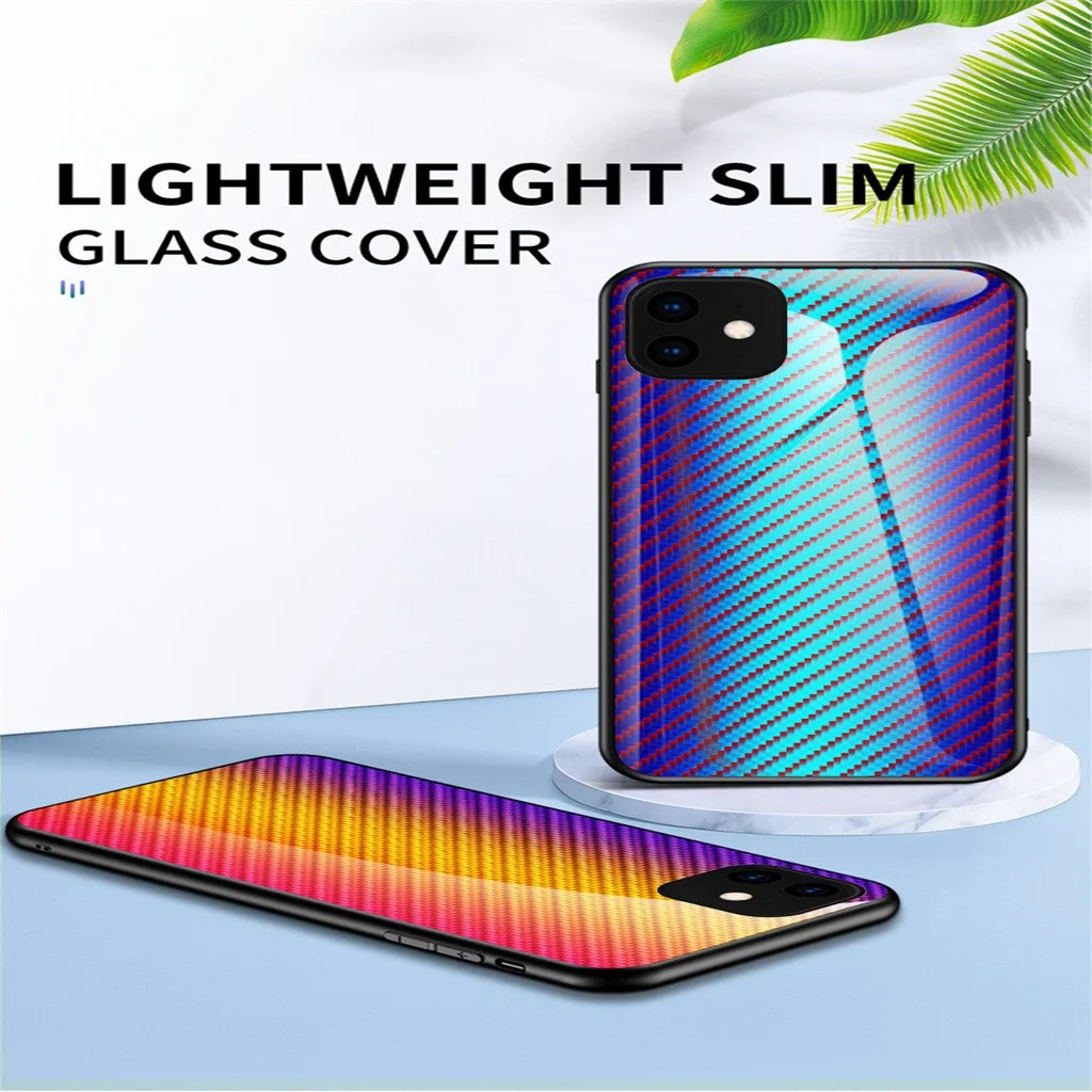 Чехол Mosunx из окрашенного стекла TPU+ PC для Iphone11 6,1 дюйма защищает ваш телефон от отпечатков пальцев и царапин