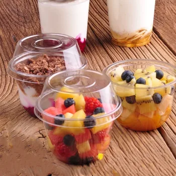 

25pcs Disposable Pudding cup Condiment Cup with Cover for Sauce Yogurt Jelly Pudding Tiramisu Birthday Wedding Ice Cream cup