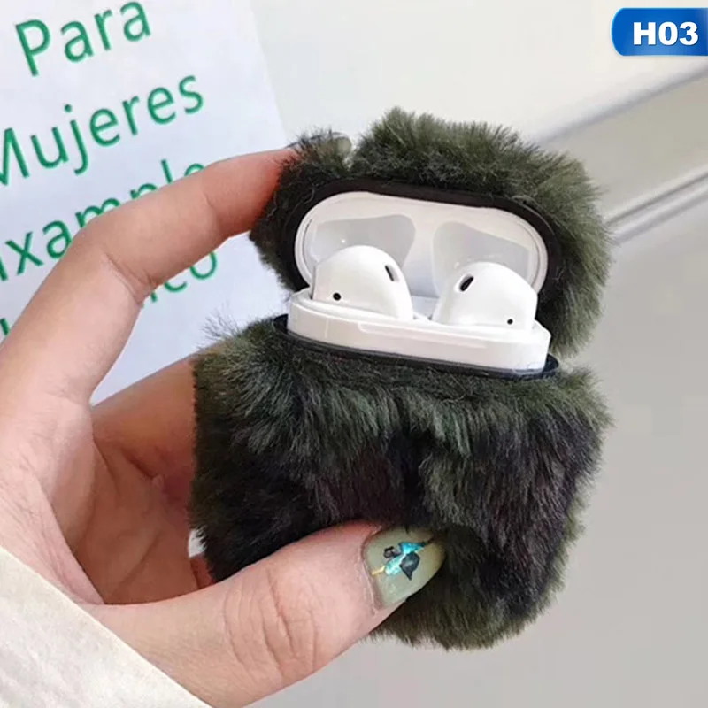 Модный меховой чехол для Airpods с зимним леопардовым принтом, Пушистый Плюшевый дизайн для Airpod 1 2, чехол для наушников для девочек