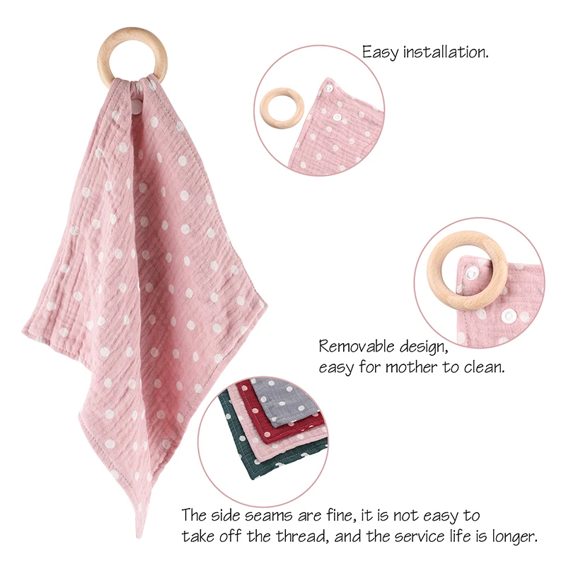 Baby Saliva Towel Baby Bibs Cotton Cartoon Shape Beech Wood Animals Teether Bandana Bib 2020 New Baby Product Muslin Bibs 1PC