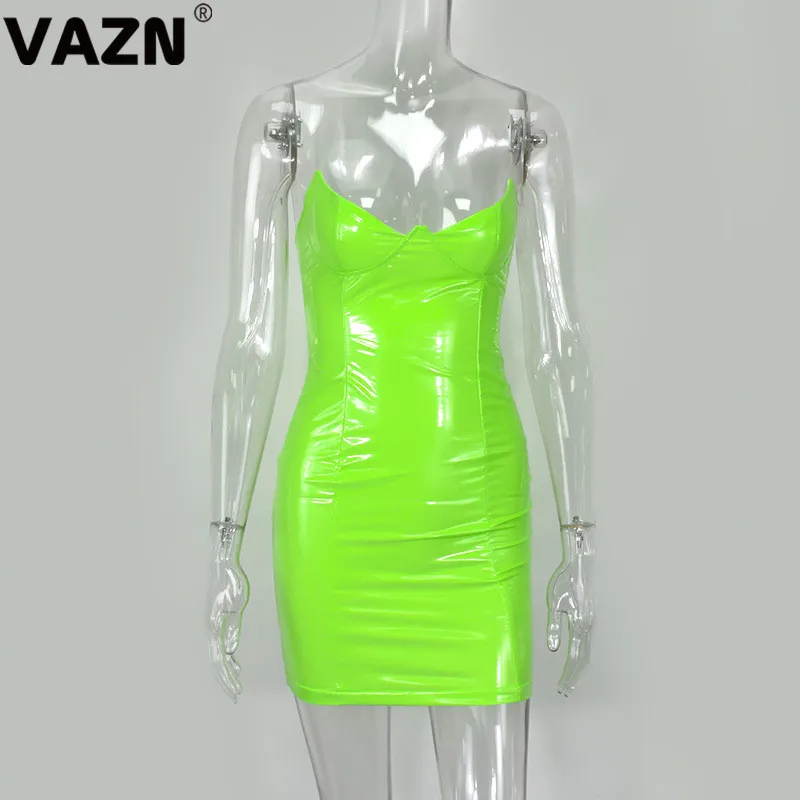 VAZN, дизайнерское, сексуальное, Клубное, необычное, модное, дикое, Джокер, высокая талия, одноцветное, без бретелек, без рукавов, женское, тонкое, мини платье