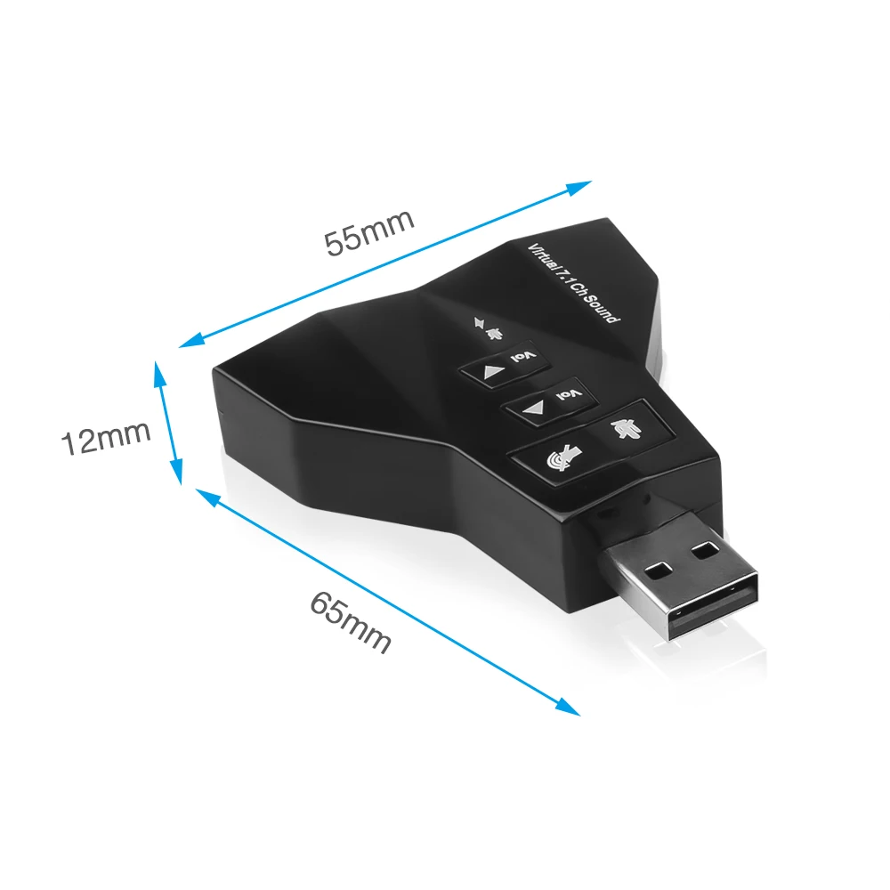 kebidumei USB Sound Card 7.1 Channel 3D Audio Sound Card Mic Adapter 3.5mm Jack Stereo Headset For Android Linux for Mac OS