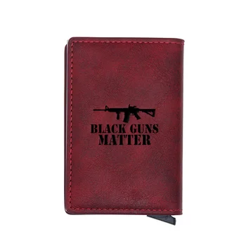 

Classic Fashion Black Guns Matter Design Card Holder Wallets Men Women Rfid Leather Short Purse Slim Mini Wallet Money Bag Gifts