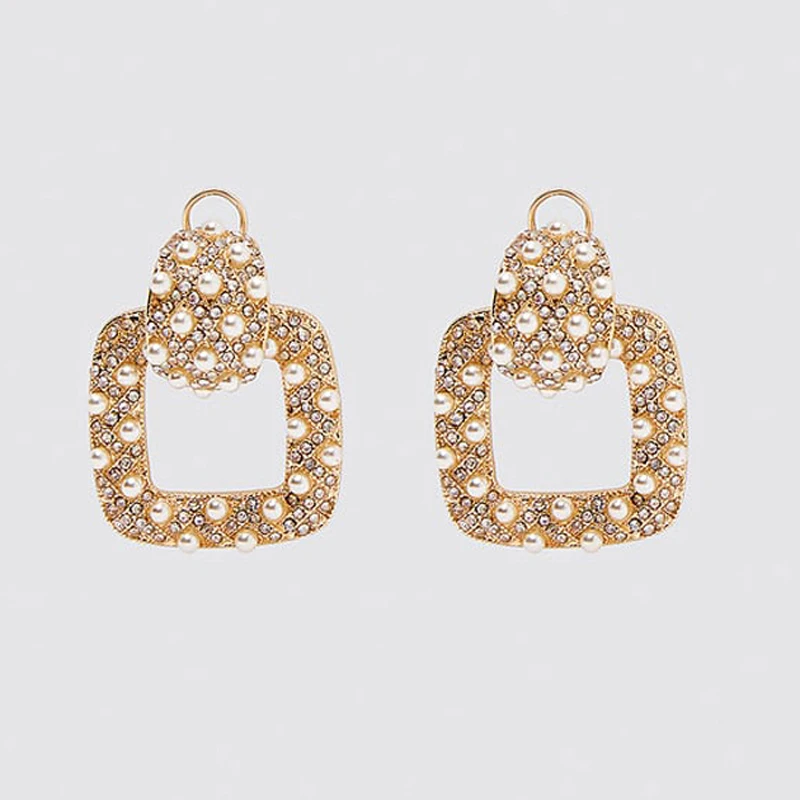 Bestessy винтажные массивные золотые металлические длинные серьги для женщин Висячие висячие серьги ZA дизайн модный подарочный набор украшений для ушей