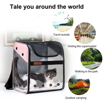 

Breathable Pet Cat Carrier Backpack Dog Transparent Folding Cage Bag PVC Capsule Travel Portable Collapsible Cat Shoulder Bag