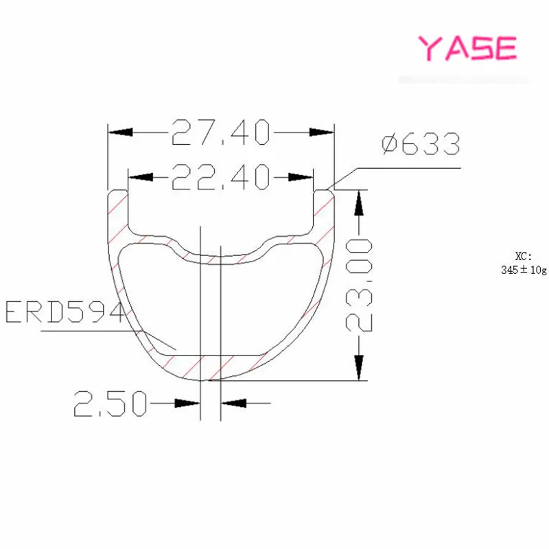 YASE 29er Углеродные Диски для горных велосипедов обод 27,4x24 мм Асимметричная бескамерная велосипедный Руль стальной диск MTB Диски ERD 594 мм 345 г