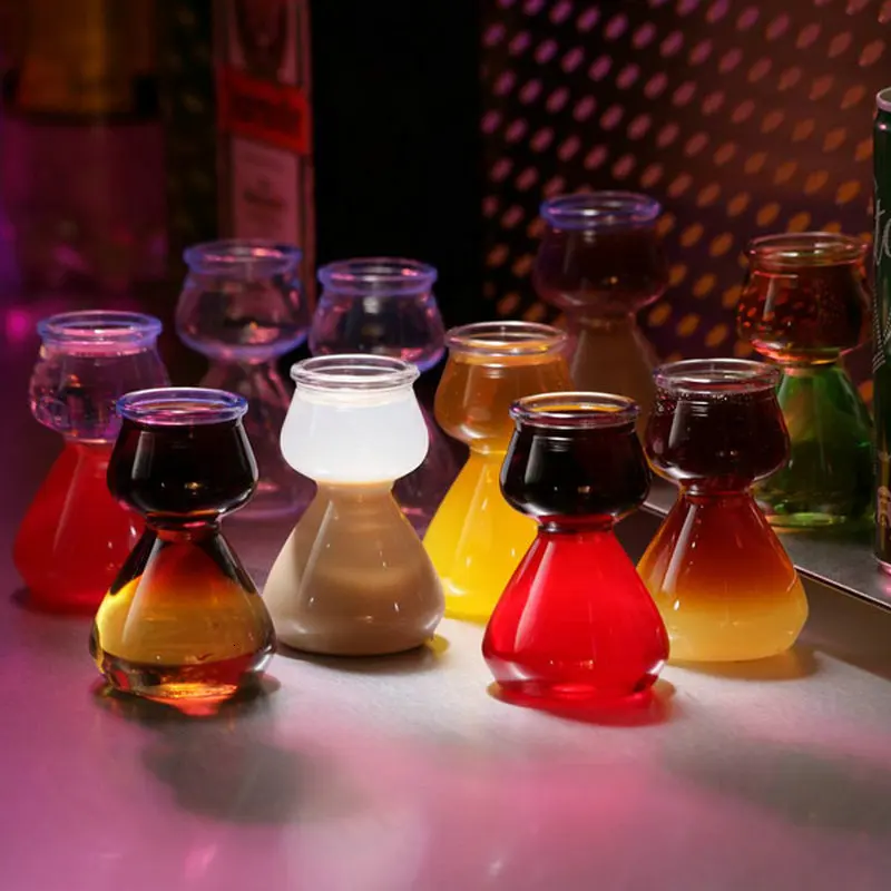 

Originality Gourd Shape Layered Vermouth Colour Bomb Cocktail Glass Jagermeister Absinthe RUM Wine Cups Stratified Shot Glasses