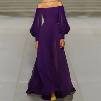 

Women's Formal Boho Holiday Vintage Maxi Long Sleeve Dress Evening Off Shoulder Party Bridesmaid Prom Ball Gown Wedding Dress