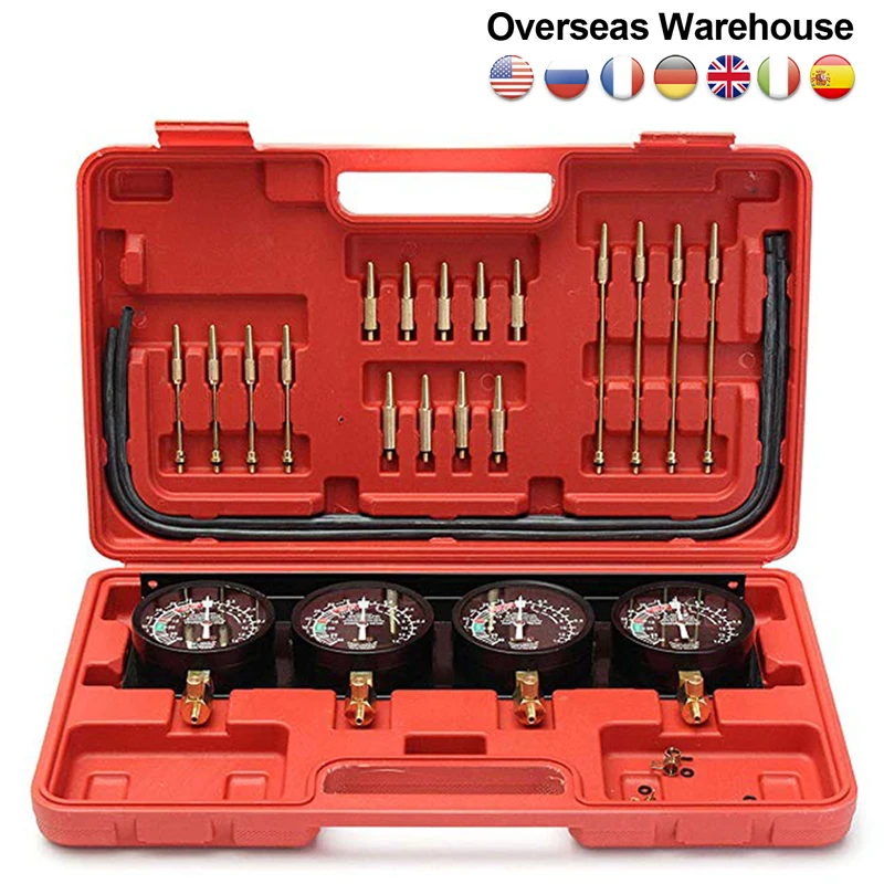 Universal DIY Portable Fuel Vacuum Carburetor Synchronizer Set 4 Gauges