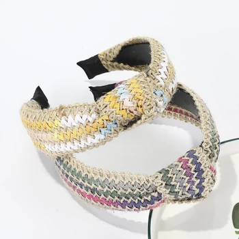 

Haimeikang New Knotting Hair Hoop Headwear Women Girls Fashion Bezel Headdress Striped Wide-brimmed Headband Hair Accessories
