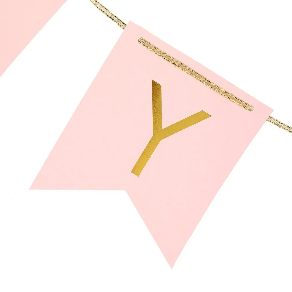 2 m Party Banner Paper Pink Happy Birthday Wedding Hanging Bunting Decoration Accessory