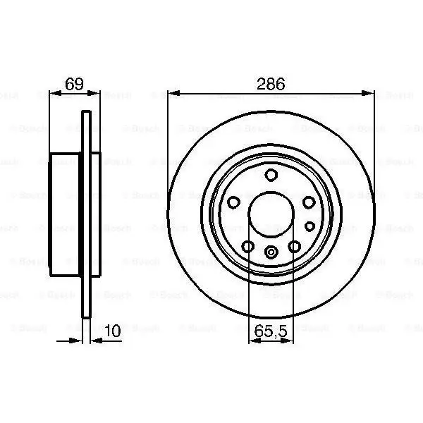Диск тормозной задний Saab 9-5 YS3E 2.0/2.3/3.0 97-10 BOSCH 0986