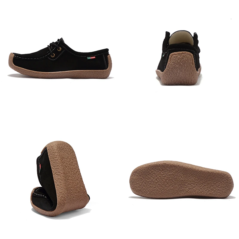 6 Colors Genuine Leather Women Slip On Flat Shoes Casual Loafers Nubuck Cow Suede Sneakers Ladies Shallow Female Soft Footwear