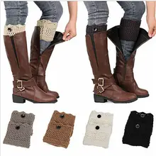 Модные женские зимние гетры с манжетами, носки для ботинок, вязаные крючком с кружевной отделкой