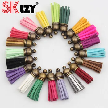 

100Pcs/lot 38mm Bronze Vintage Leather Tassels For DIY Jewelry Making Keychain Cellphone Straps Pendant Jewelry Accessories