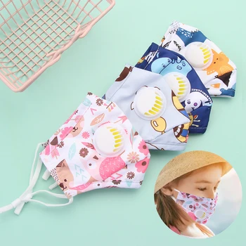

1PC Boys Girls Cute Cotton Valved Mask Children's Mouth Mask Anti Pollution Washable Reusable Summer Sunscreen Face Mask New Hot