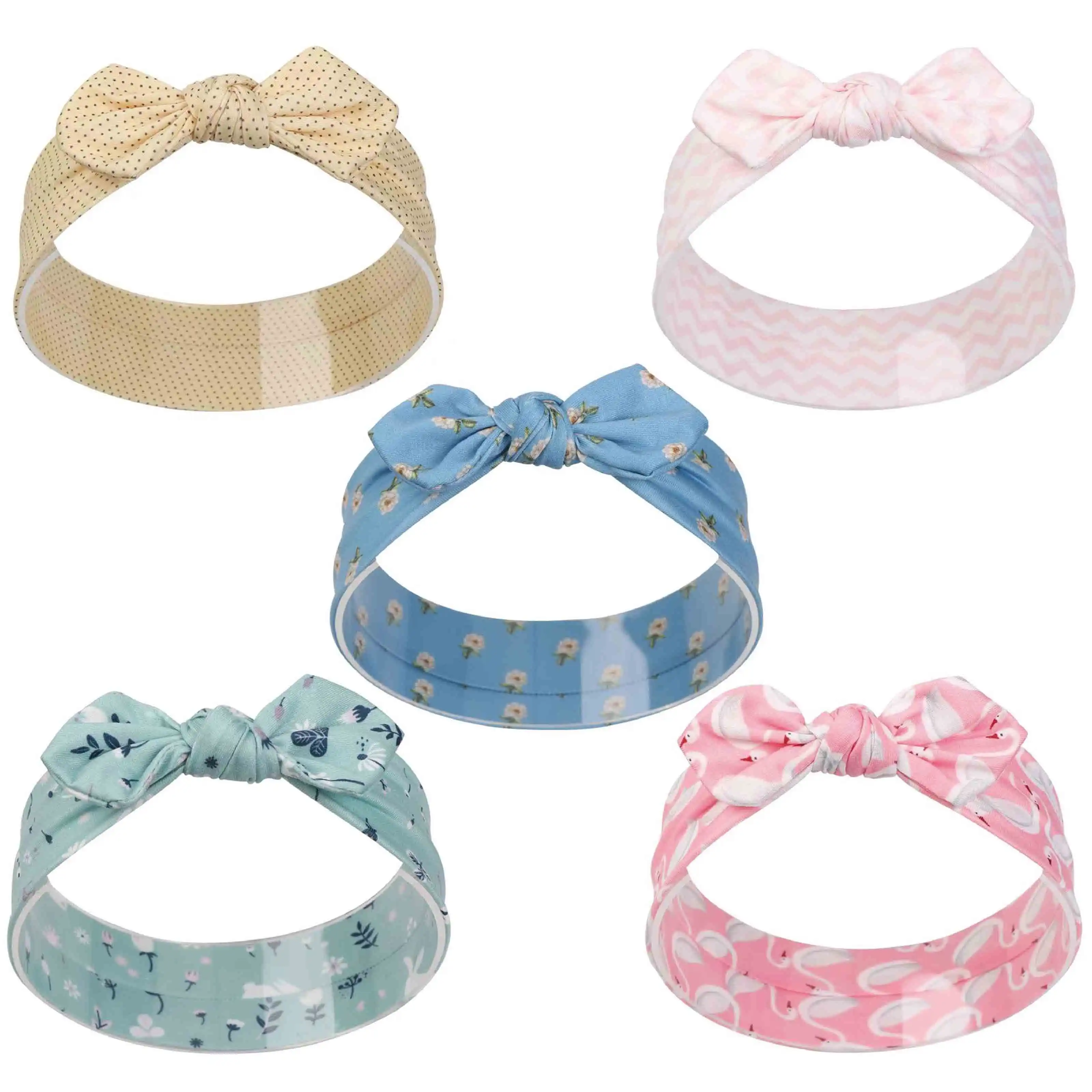 5PCS-2 5 шт., украшение для детей, повязка на голову, повязка для малышей милые заячьи ушки Neonata цветочками и бантиком эластичные банданы детские повязки на голову для девочек, детские аксессуары для волос в виде тюрбана набор - Цвет: 5PCS-2
