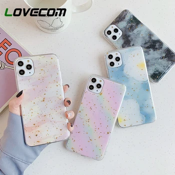 

LOVECOM Gradient Color Marble Phone Case For iPhone 11 Pro Max XR XS Max 6 6S 7 8 Plus X Soft Epoxy Gold Powder Back Cover Coque