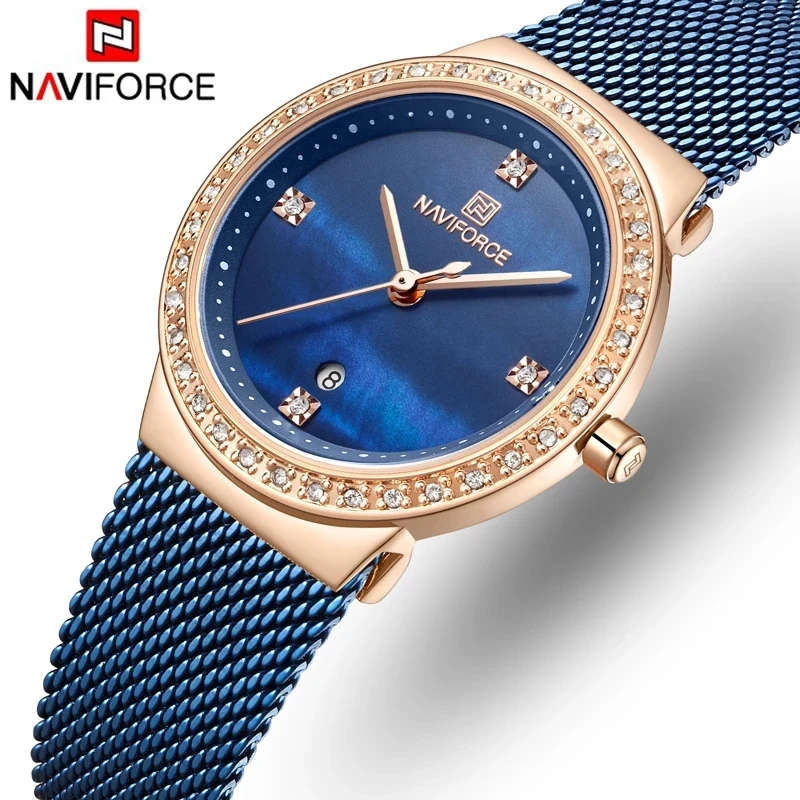 Часы наручные NAVIFORCE женские кварцевые брендовые Роскошные деловые для девушек 2020