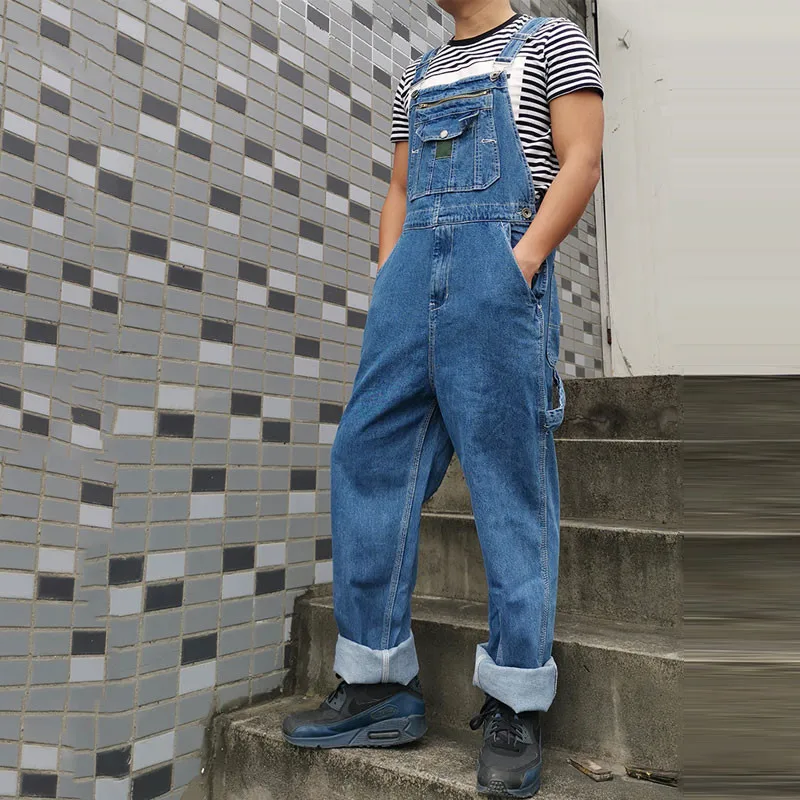 Mannen Denim Overalls Broek, Fansu Tuinbroek Vintage Werk Bib Jeans Jumpsuits met Knie Pads Zakken Overall Broek Grote Taille Plus Size - blauw - S