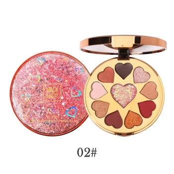 

2019 10-color Portable Heart Shape Sequin Eyeshadow Palette Waterproof Smudge-proof Shimmer Eye Shadow Make up Easy to Color