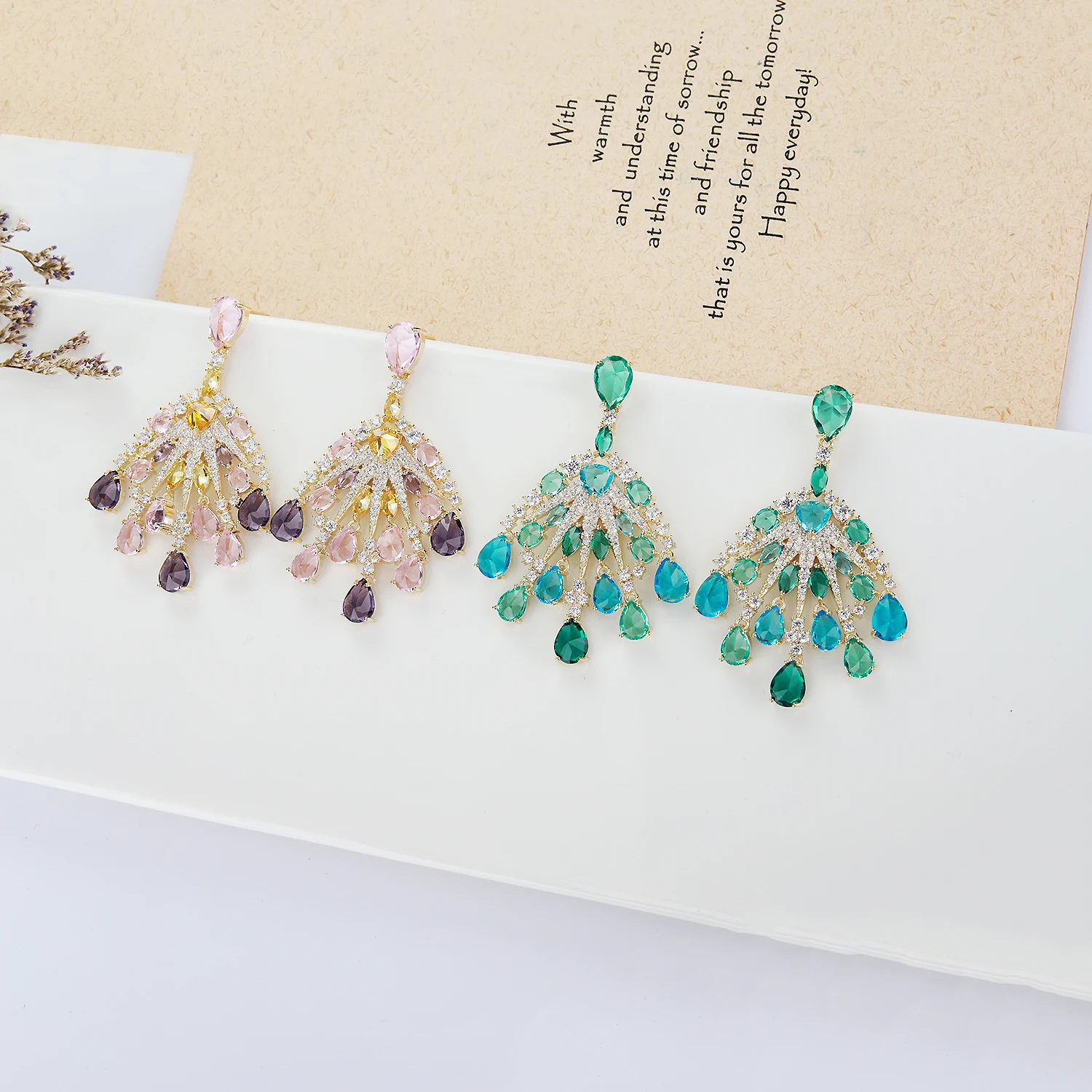 Popular Cubic Zircon CZ Earrings for Wedding, Crystals Flower Earring for Bride, Women Girl Birthday Party Jewelry CE11500